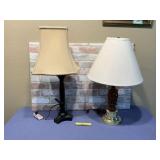 (2X) WOOD BASE TABLE LAMPS