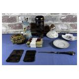 BOX LOT: VINTAGE DRESSER/SEWING ITEMS -TRINKET