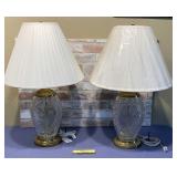 (2X) BRASS & CUT GLASS TABLE LAMP