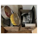 (2 BOXES) ASSORTED BAKING PANS - BUNDT, CAKE PANS,
