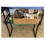 GARDEN KNEELER & BENCH WITH BOX OF GLOVES & BAG