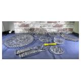 BOX LOT: PRESSED GLASS SERVING PIECES