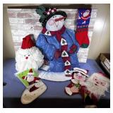 BOX LOT: ASSORTED CHRISTMAS ITEMS - 4 STOCKINGS,