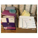 (2 BOXES) PLASTIC WARE & ORGANIZING ITEMS
