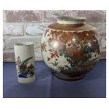 (2 PCS) JAPANESE PORCELAIN VASES - HANDPAINTED