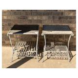 (2 PCS) WICKER & METAL OUTDOOR OCCASIONAL TABLES