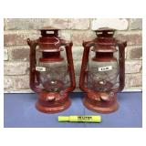 2 PC RED HURRICANE LANTERNS