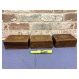 3 PC VNTG HAND CARVED WOODEN BOXES