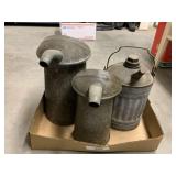 3 PC VNTG  GALVANIZED CONTAINERS