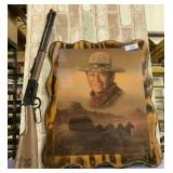 JOHN WAYNE PRINT ON VNTG WOOD FRAME & JOHN