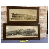 2 PC VINTG B&W TEXAS & PACIFIC STEAM LOCOMOTIVE PR