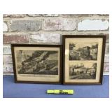2 PC PRINTS OF CURRIER & IVES LITHOGRAPHS