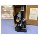 VNTG COMPOUND MICROSCOPE W/ WOOD CASE