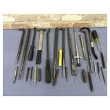 COLLECTION OF PRY BARS, PUNCHES, PICKS & MORE