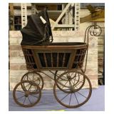 VNTG VICTORIAN WICKER / METAL BABY PRAM