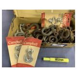 COLLECTION OF CHAIN HOOKS, CLEVIS PINS, & EYE