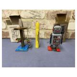 2 PC TIN COLLECTOR PIECES-ROBOT & TOY AIRPLANE