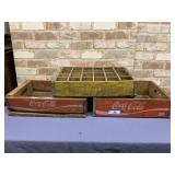 3 PCS COCA COLA & DR. PEPPER WOODEN CRATES