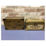 2 PC - JAPANESE 5 DRAWER CHEST & VNTG MUSIC BOX