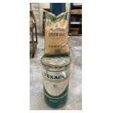 VNTG TEXACO DRUM & BAG OF ROCK SALT