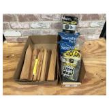 SELECTION OF STEEL WOOL & WOODEN STAKES