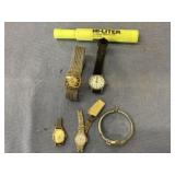 5 VINTAGE WATCHES: 3 TIMEX, SEIKO, ART DECO BULOVA