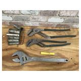 LARGE US MADE ADJUSTABLE WRENCHES / SOCKETS
