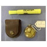 ANTIQUE NEW HAVEN POCKET WATCH WITH LEATHER
