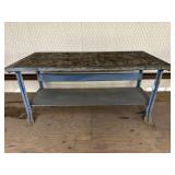 METAL INDUSTRIAL SHOP TABLE WITH LOWER SHELF