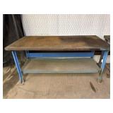 METAL INDUSTRIAL SHOP TABLE WITH LOWER SHELF