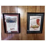 2 PCS FRAMED ADVERTISING PIECES: