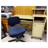 2 PCS COMPUTER DESK & ROLLING OFFICE CHAIR
