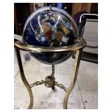 FLOOR MODEL SEMI-PRECIOUS GLOBE WITH BRASS STAND