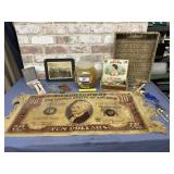 COLLECTION OF VNTG ITEMS: MATCHBOOKS, $10.00 BILL