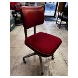 VINTAGE STYLE OFFICE CHAIR, RED UPHOLSTERY