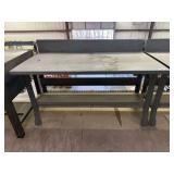 METAL INDUSTRIAL SHOP TABLE WITH LOWER SHELF