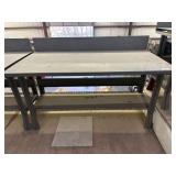 METAL INDUSTRIAL SHOP TABLE WITH LOWER SHELF