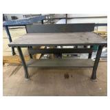 METAL INDUSTRIAL SHOP TABLE WITH LOWER SHELF