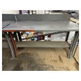 METAL INDUSTRIAL SHOP TABLE WITH LOWER SHELF