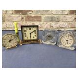 4 PCS VNTG TRAVEL ALARM CLOCKS: MIKASA, STAIGER,