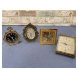4 PCS VINTAGE CLOCKS: BULOVA, GLOBE, WESTCLOX &