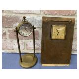 2 PCS VNTG BRASS DESK CLOCKS