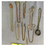 SELECTION OF 9 VINTAGE POCKET WATCH CHAINS