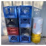 8 PLASTIC MILK CRATES & 5 GALLON BUCKETS