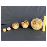 BOX LOT: 5 PCS ALABASTER CARVED OWLS -