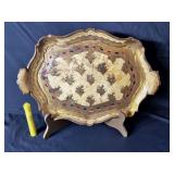 (2 PCS) WOODEN DECORATIVE TRAY & LARGE