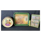 (3 PCS) VINTAGE TIN TRAY, MACKINTOSH'S TIN,