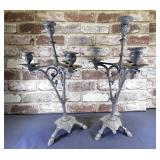 (2X) SHABBY CHIC METAL CANDELABRAS