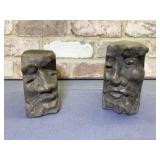 'RUBENESQUE FACE' SCULPTURE BOOKENDS