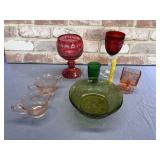 6 PCS OF ASSORTED COLORED GLASSWARE